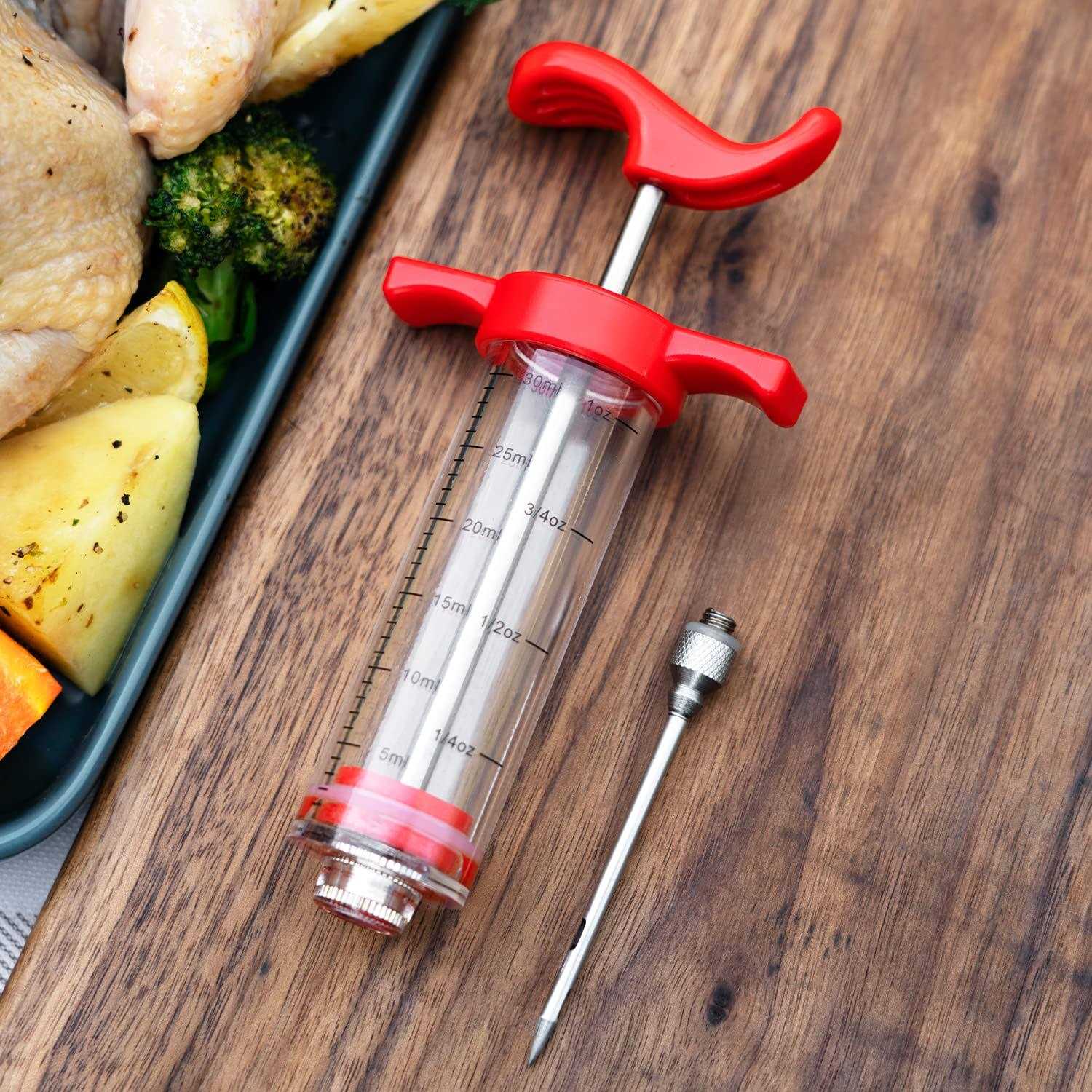 Meat Injector Plastic Marinade Turkey Injector with 1-oz Capacity 2pcs stainless steel needles by DIMESHY