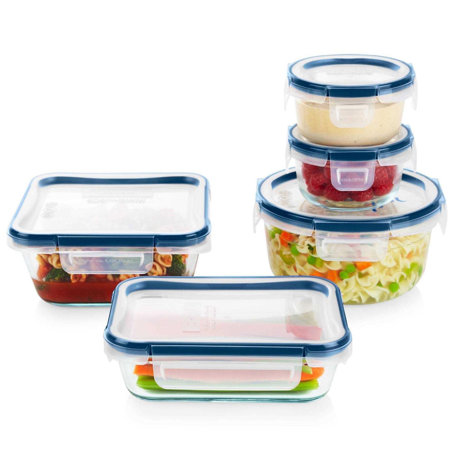 Pyrex 10-Piece Freshlock Plus Glass Storage with Microban Set
