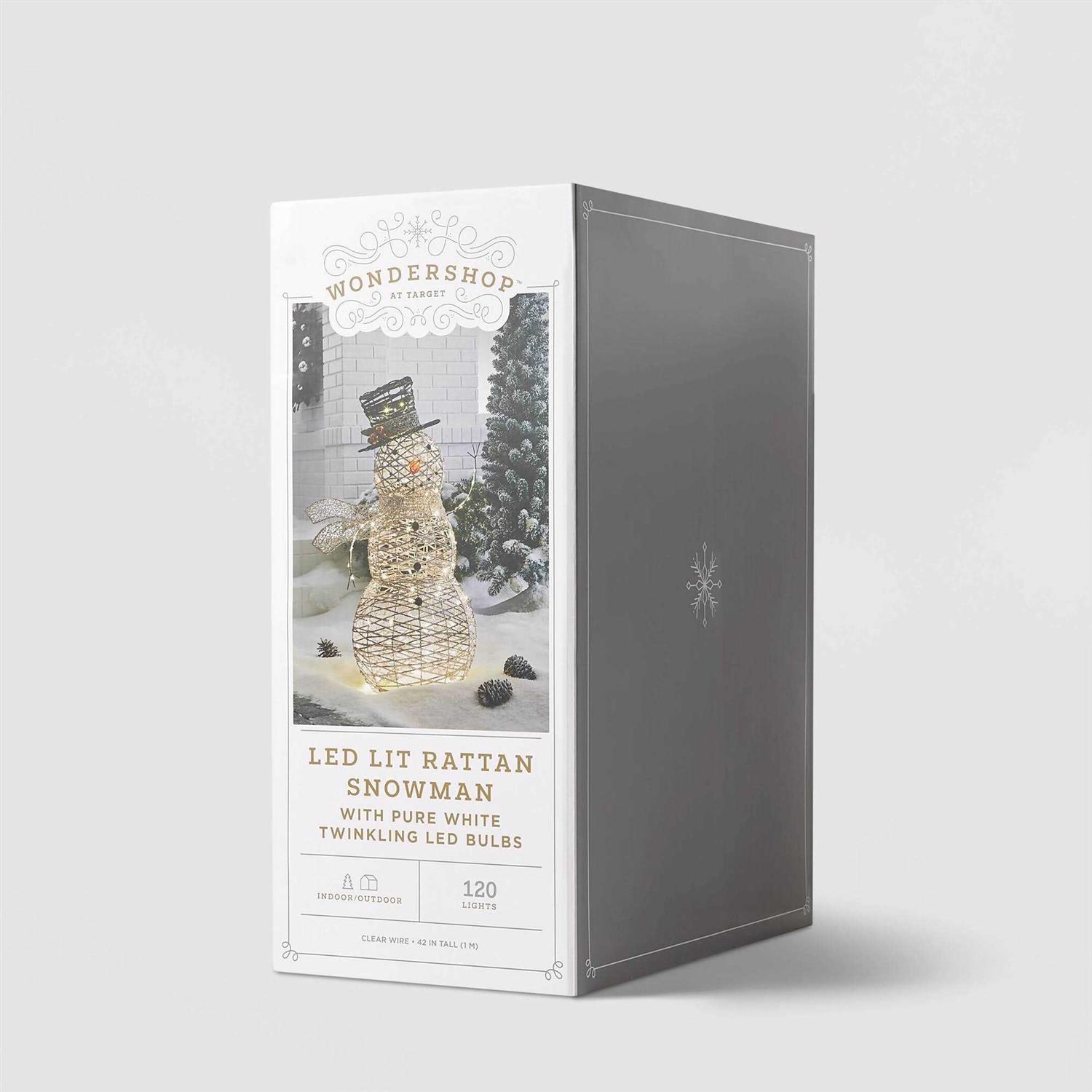 Wondershop 42 Faux Rattan Snowman Christmas Novelty Sculpture Light