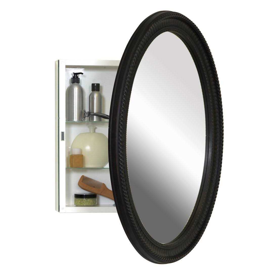 Zenna Home Zenith Oval Medicine Cabinet with Poly Frame bmv2532bb