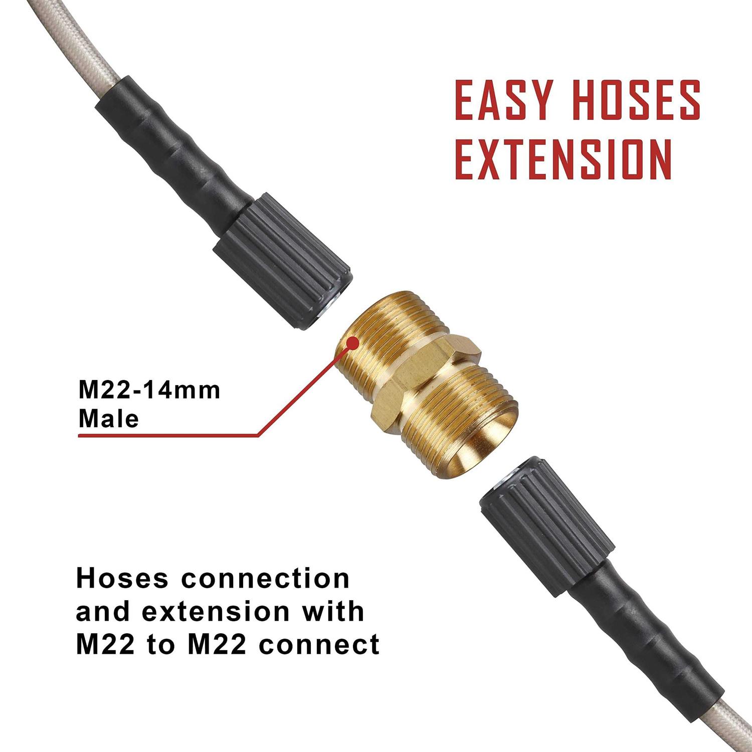 Wojet Pressure Washer Adapter Set Quick Disconnect Kit M22 Swivel To 3/8&” Quick Connect
