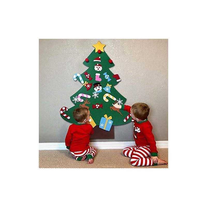 yeesport Diy Felt Christmas Tree with 26pcs Xmas Ornaments 3.2ft Diy Christmas Tree Wall Hanging Xmas Gifts Christmas Decorations