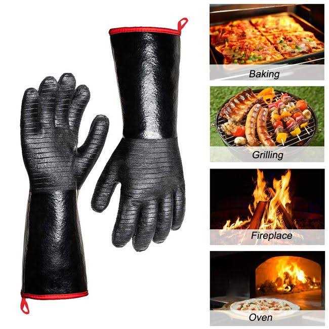 932°F Extreme Heat Resistant Gloves for Grill BBQ,Aillary Waterproof Long Sleeve Pit Grill Gloves for Fryer