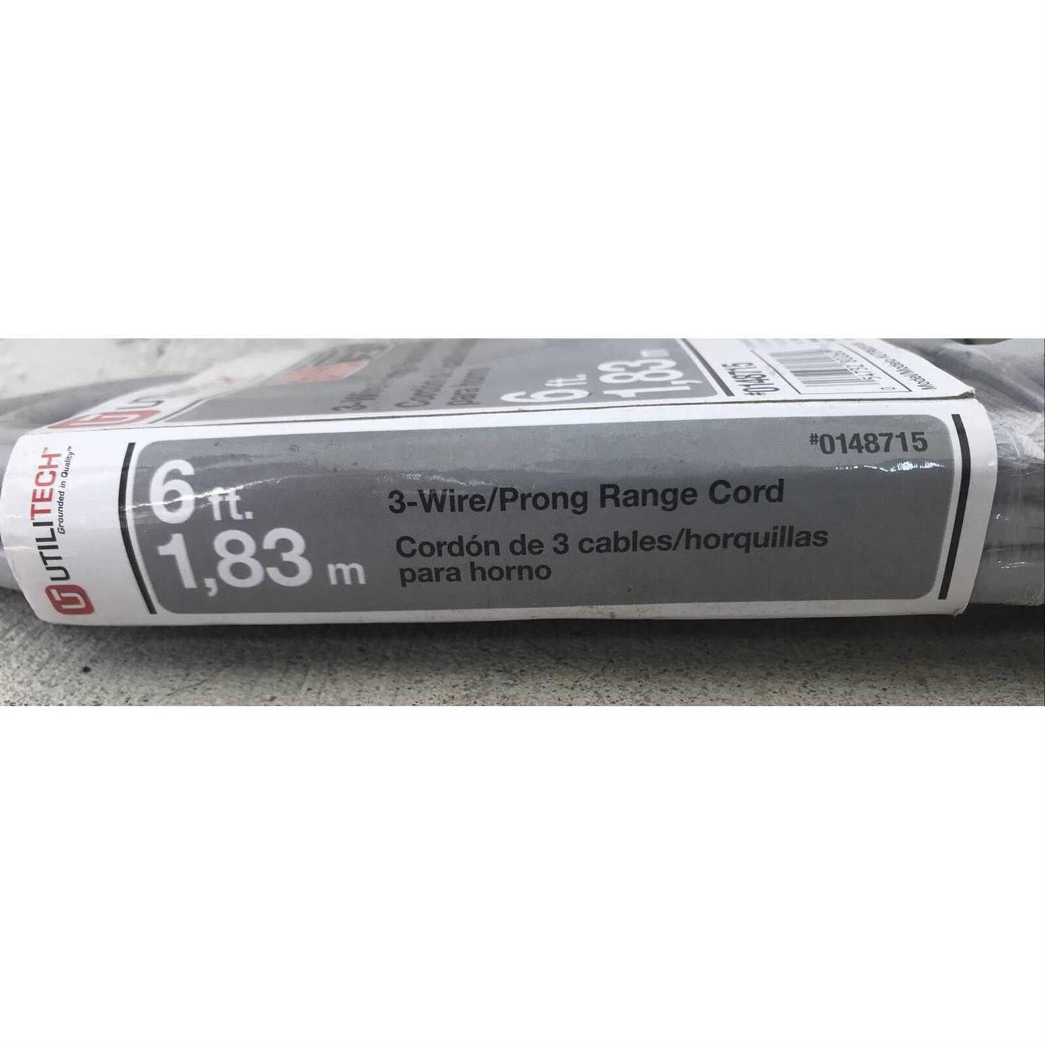 Utilitech 6-ft 3-Prong Gray Range Appliance Power Cord UTR628106