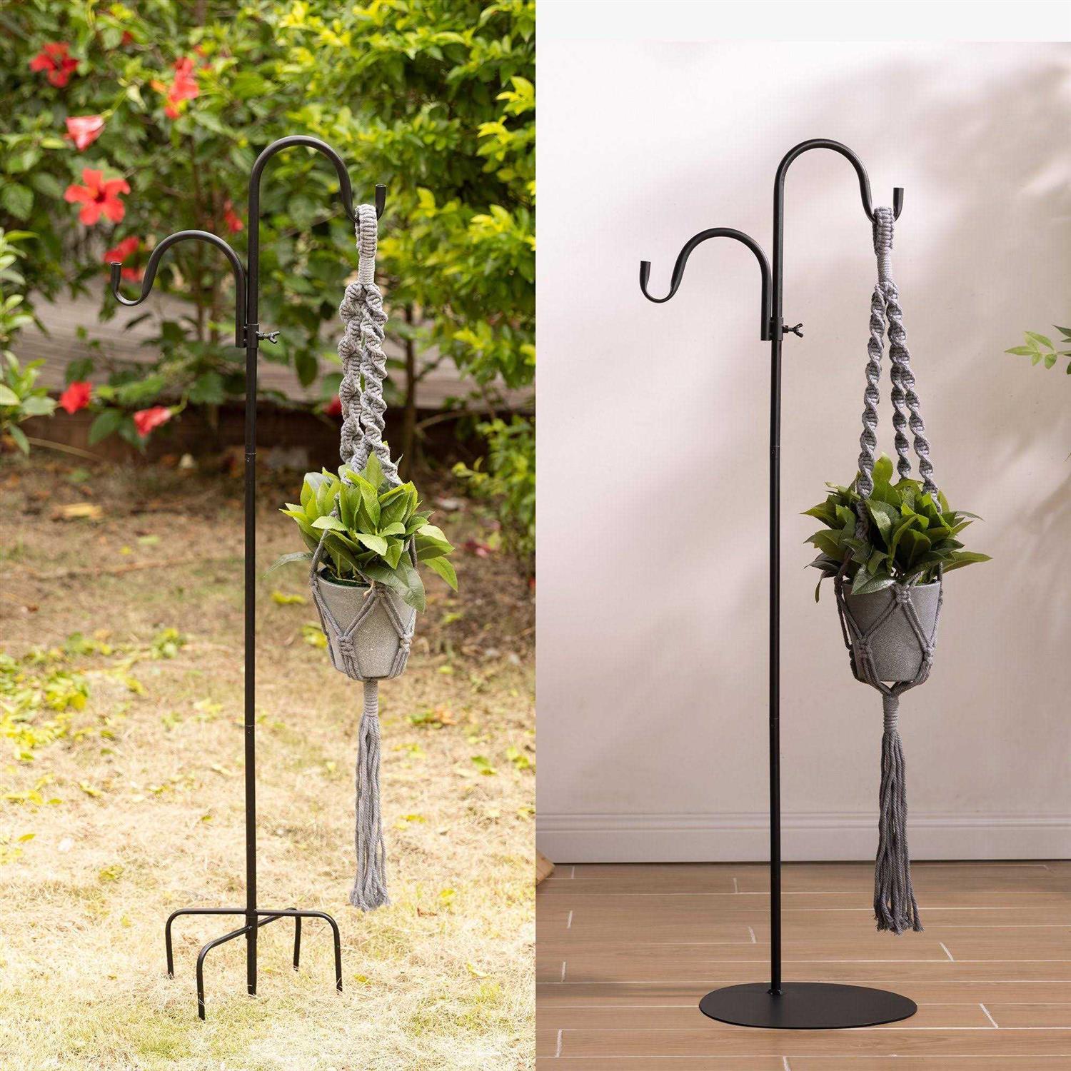 Navaris Shepherds Hooks for Outdoor Hanging Bird Feeder Plant Pot Hook Stand Pole for Garden