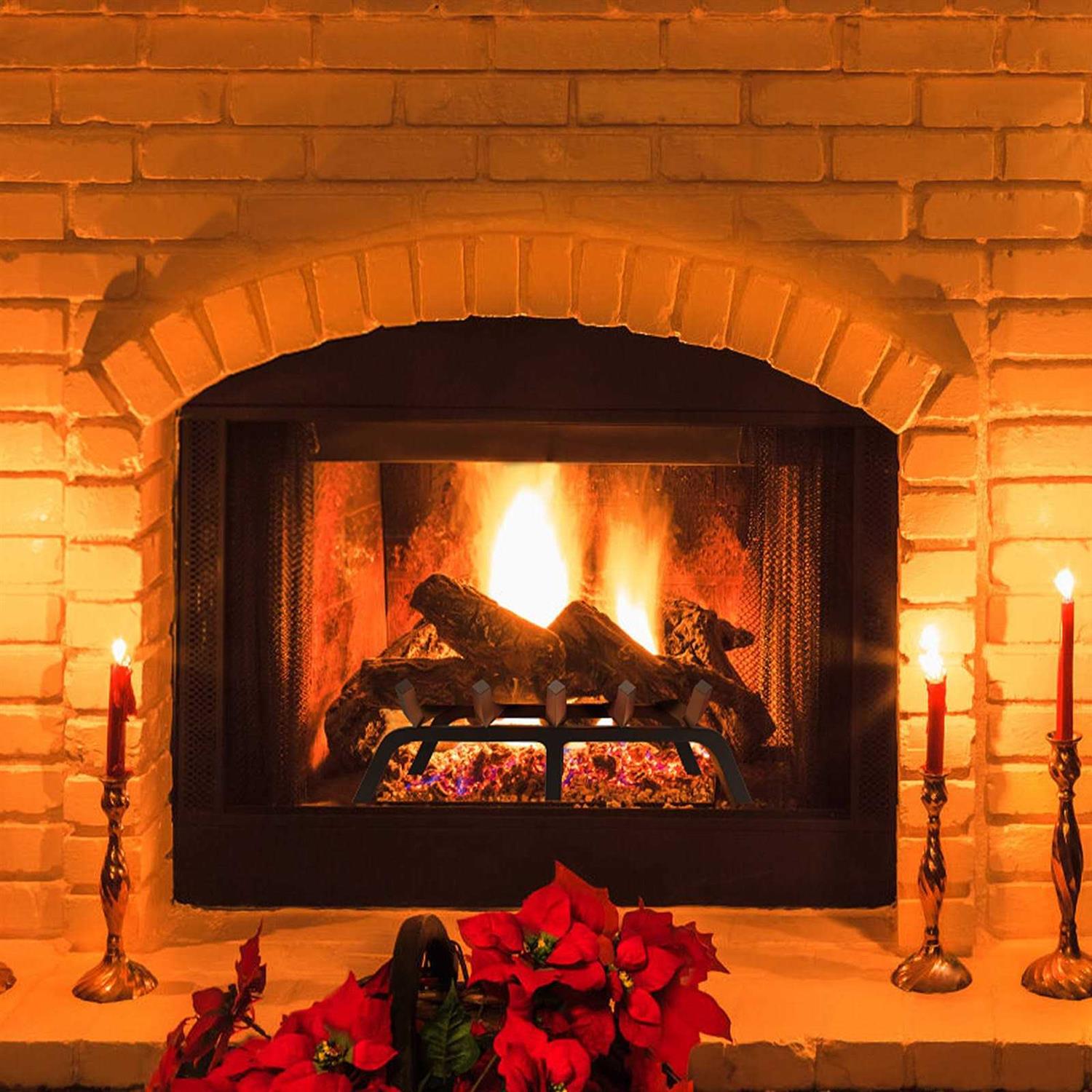 VEVOR Fireplace Log Grate Heavy-Duty Fireplace Grate Solid Powder-coated Steel Bars Log Firewood Burning Rack Holder