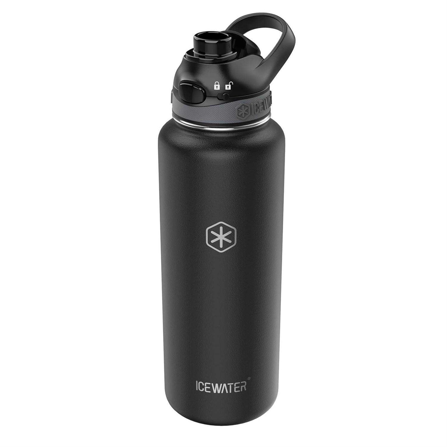 ICEWATER-40 oz Soft Auto Straw Lid Insulated Water Bottle With Straw