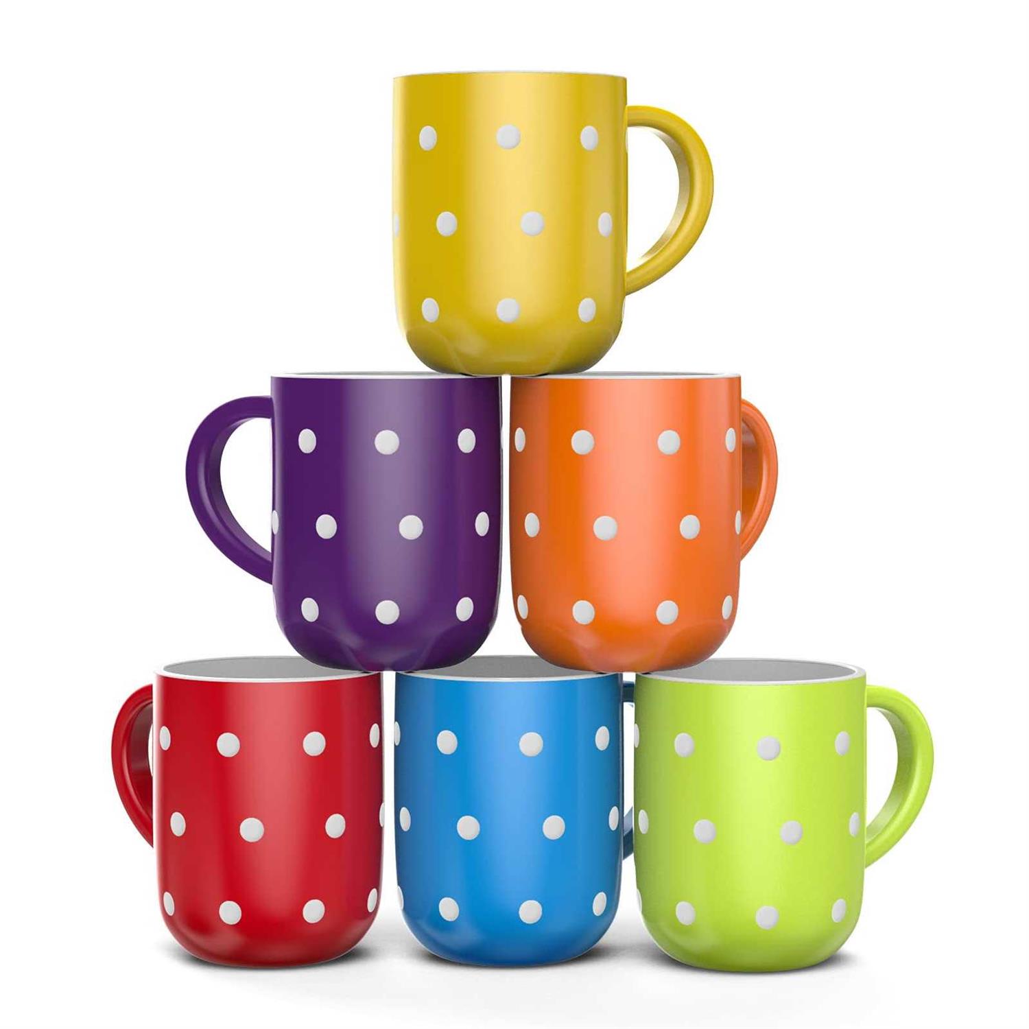 Francois et Mimi Set of 6 Large 16 Ounce Ceramic Coffee Mugs