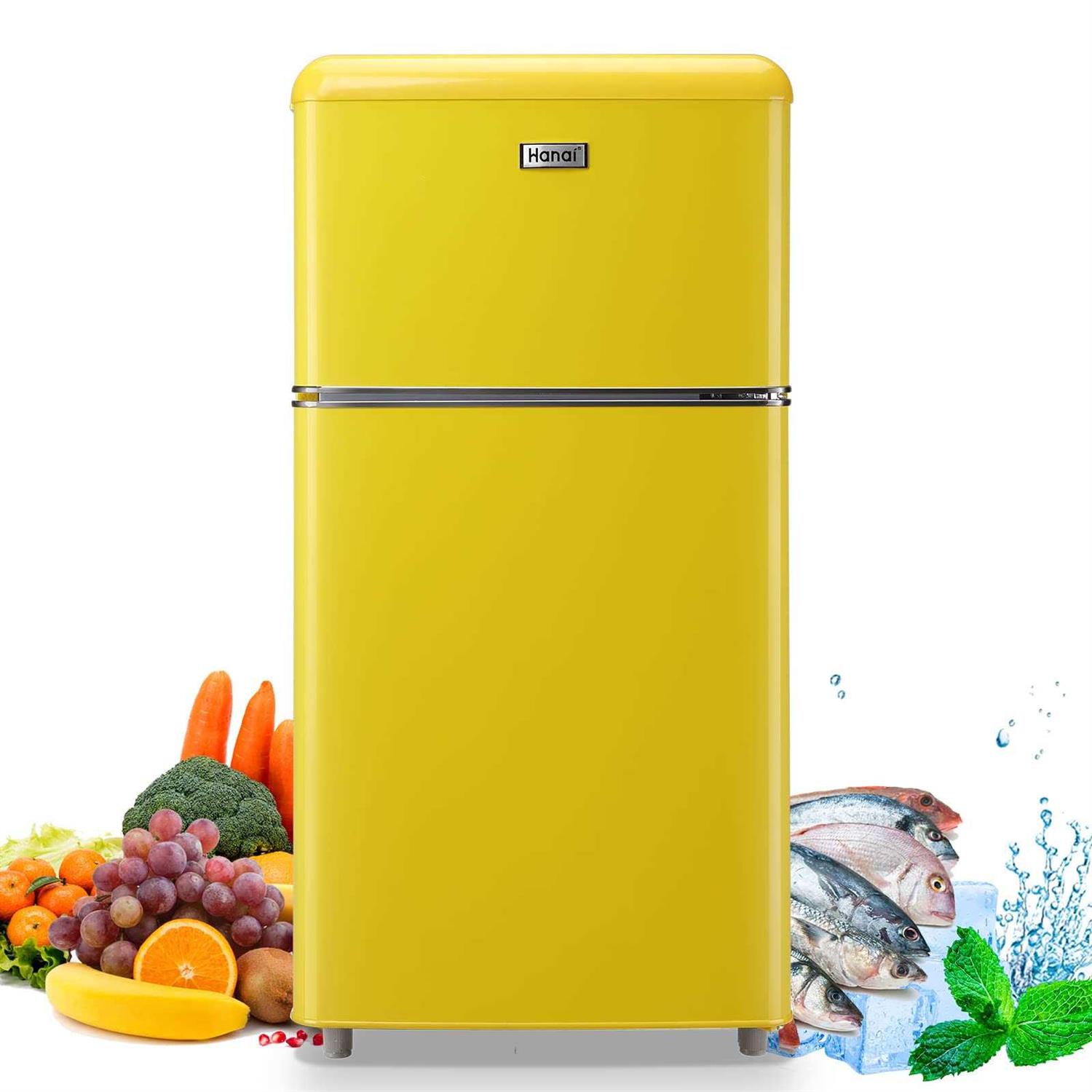 Wanai Compact Refrigerator 3.2 Cu.Ft Retro Fridge with Freezer 2 Door Mini Refrigerator