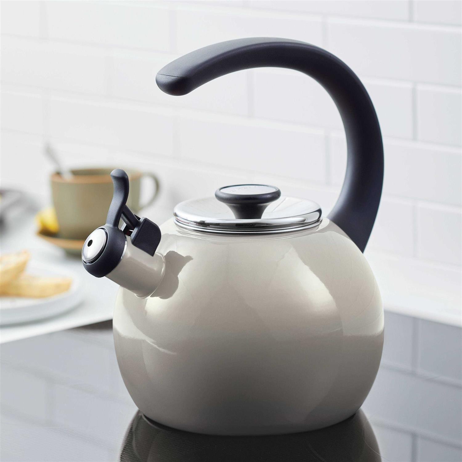 Circulon Enamel on Steel Whistling Teakettle with Flip-Up Spout