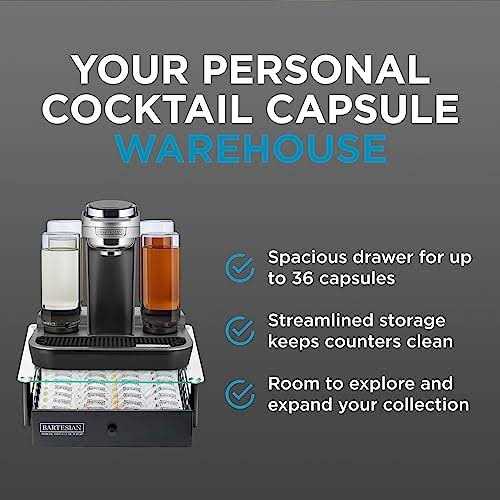 Bartesian Cocktail Capsule Storage Drawer Organizer Stylish Mixology Cocktails Drink Mixer Holder Dispenser