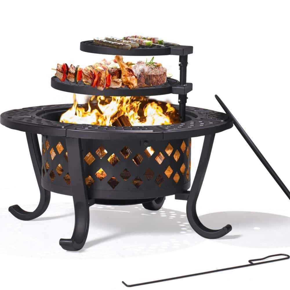 Sizzim 30 in. Outdoor Wood Burning Fire Pit with Cooking Grill