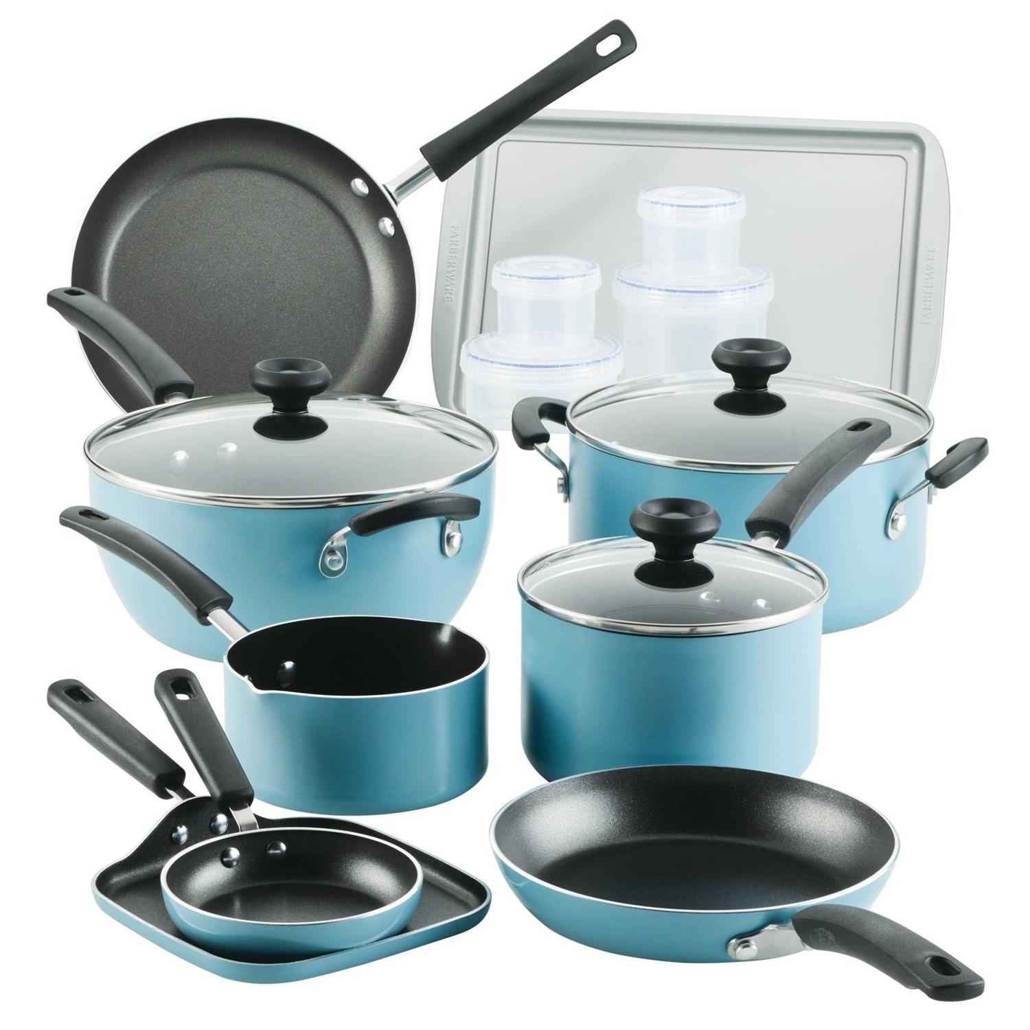 Farberware 20 Pc Easy Clean Aluminum Nonstick Cookware Pots and Pans Set