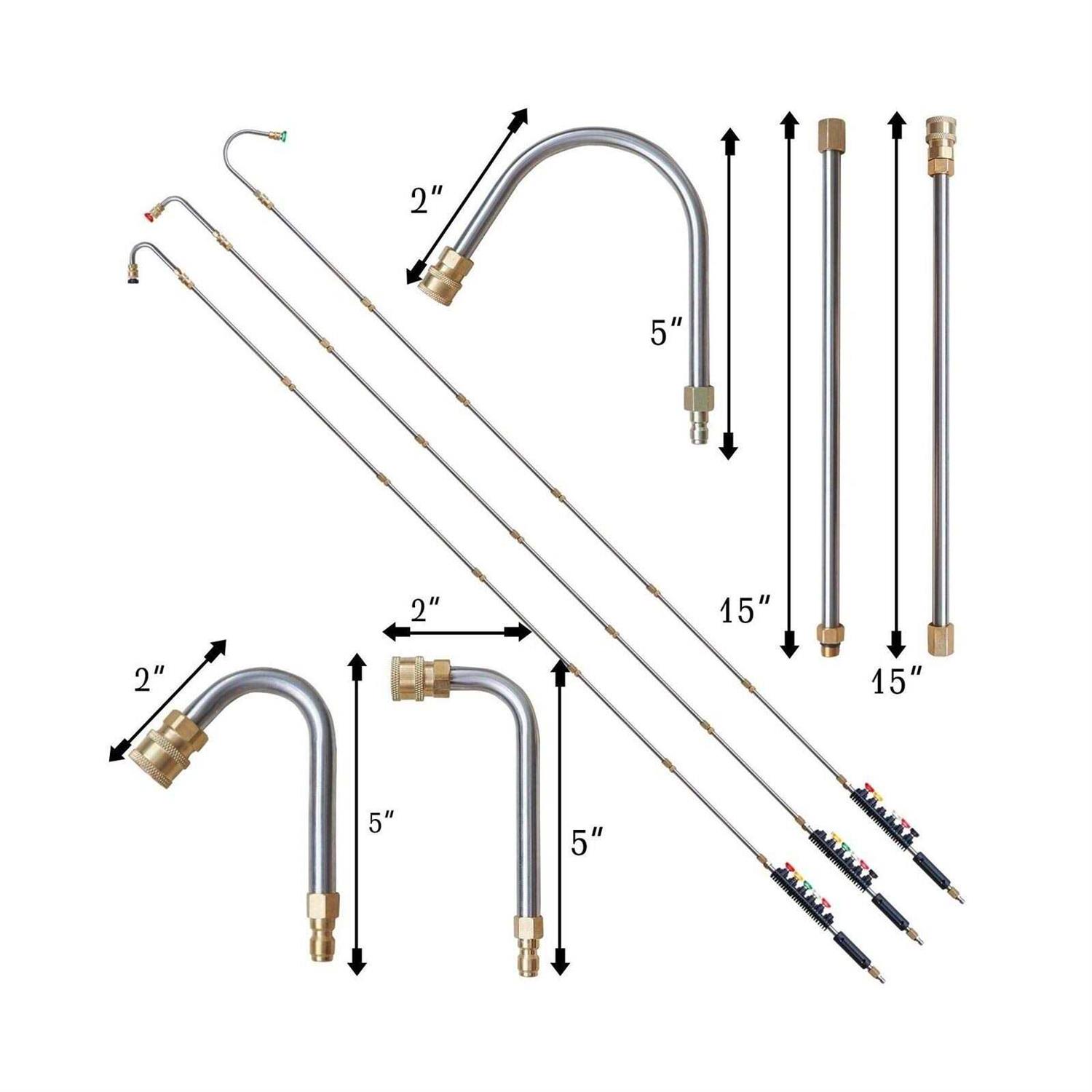 Xiny Tool Pressure Washer Extension Wand 10 Pack Upgrade Power Washer Lance with 5 Atomization Nozzle Tips