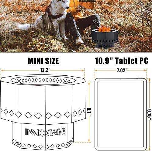 INNO STAGE Patented Smokeless Fire Pit 13 Inch Low Smoke Camping Stove Outdoor Wood Pellet Burning Spark Portable Carrying Bag