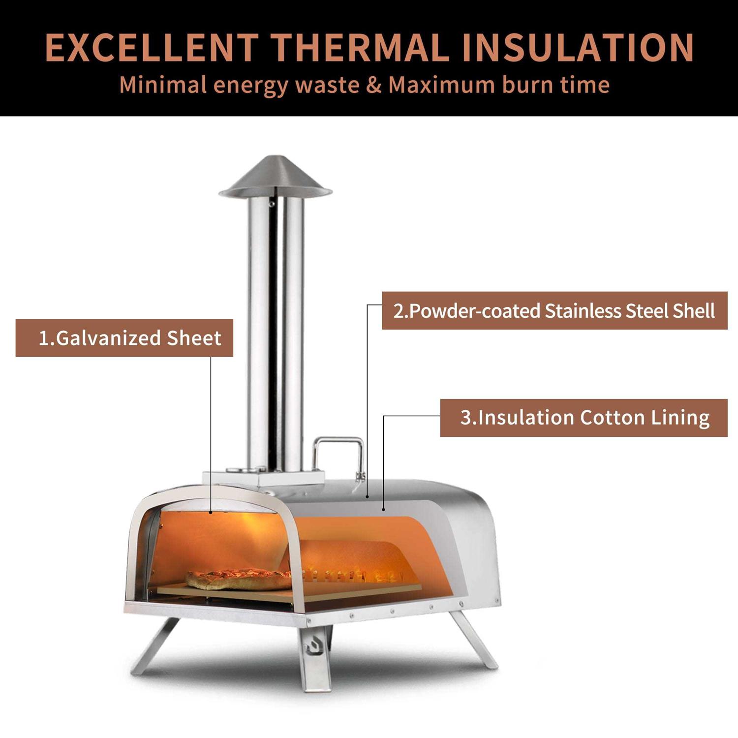 Pizzello Portable Pellet Pizza Oven Outdoor Wood Fired Pizza Ovens Included Pizza Stone