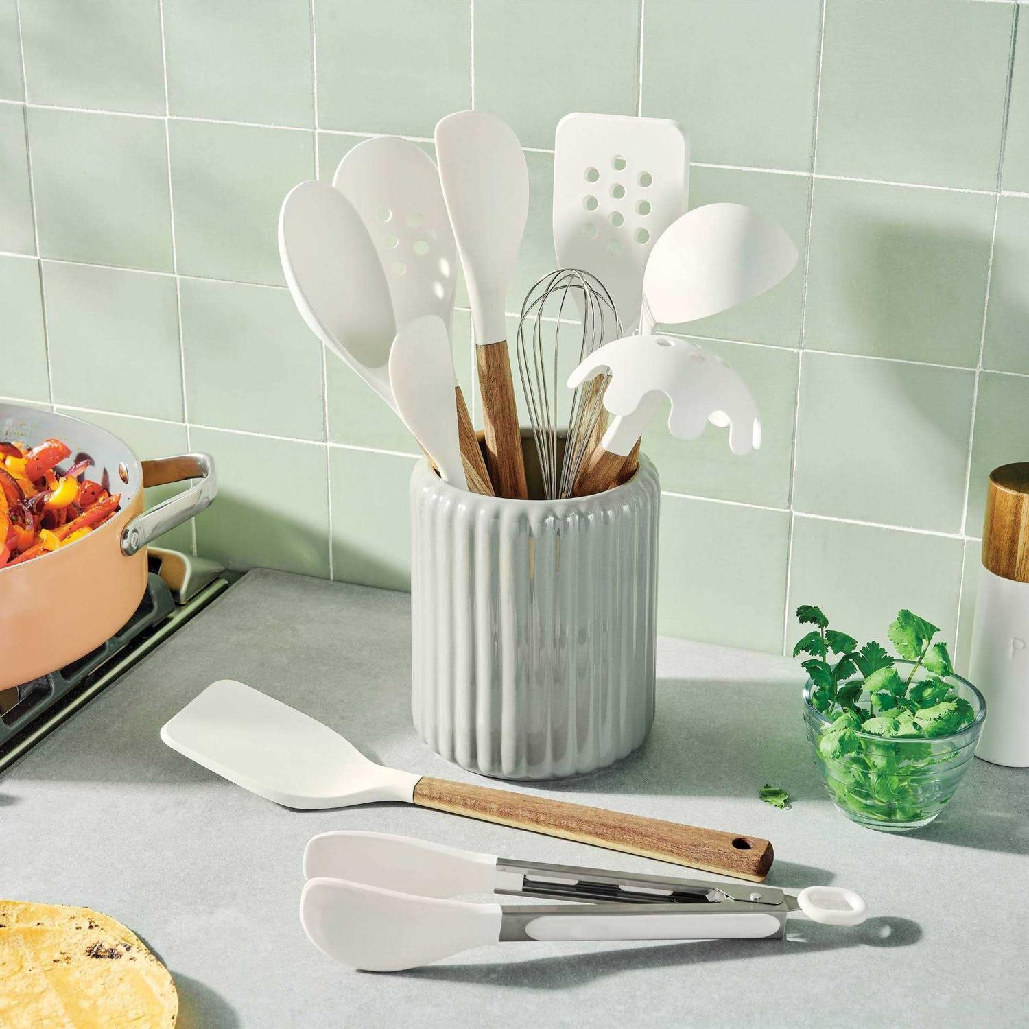 Figmint 10pc Wood/Nylon Kitchen Utensil Set Brown