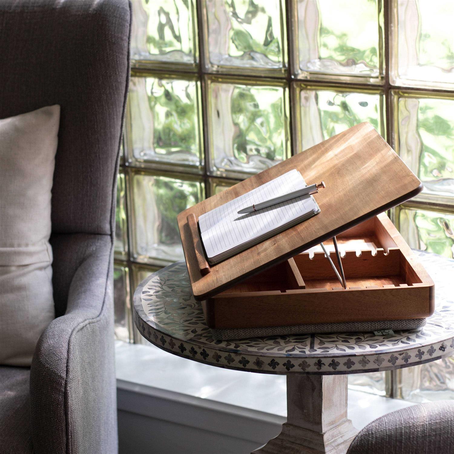 Rossie Home Acacia Wood Easel Lap Desk with Storage