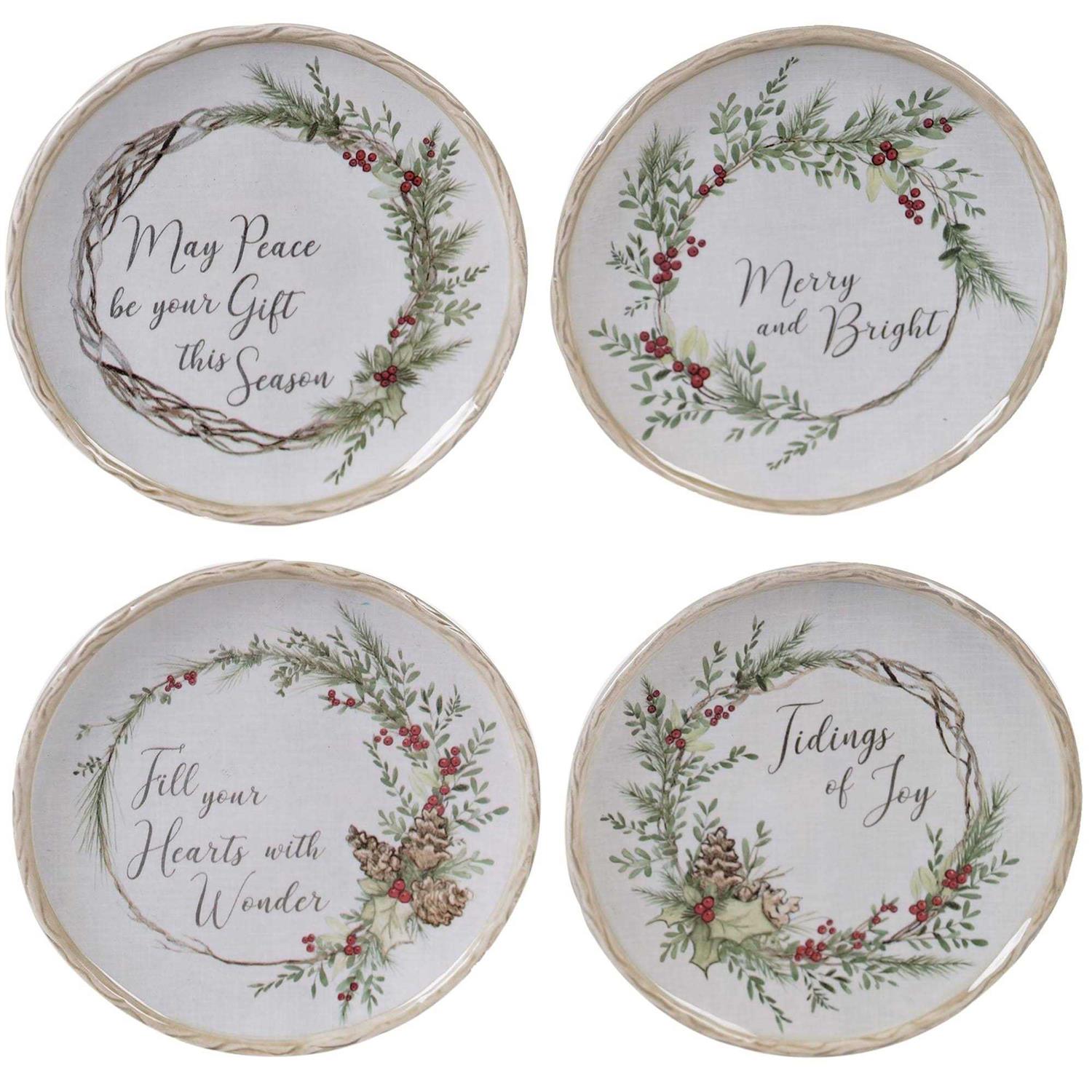 Certified International Holly and Ivy Set/4 Canape Plate