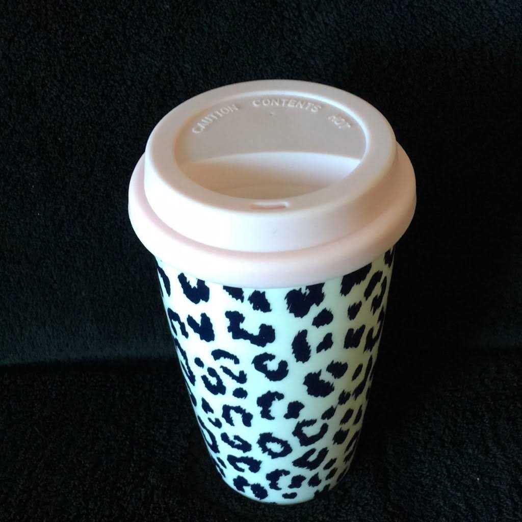 Home Essential Ceramic Cheetah Print Travel Mug
