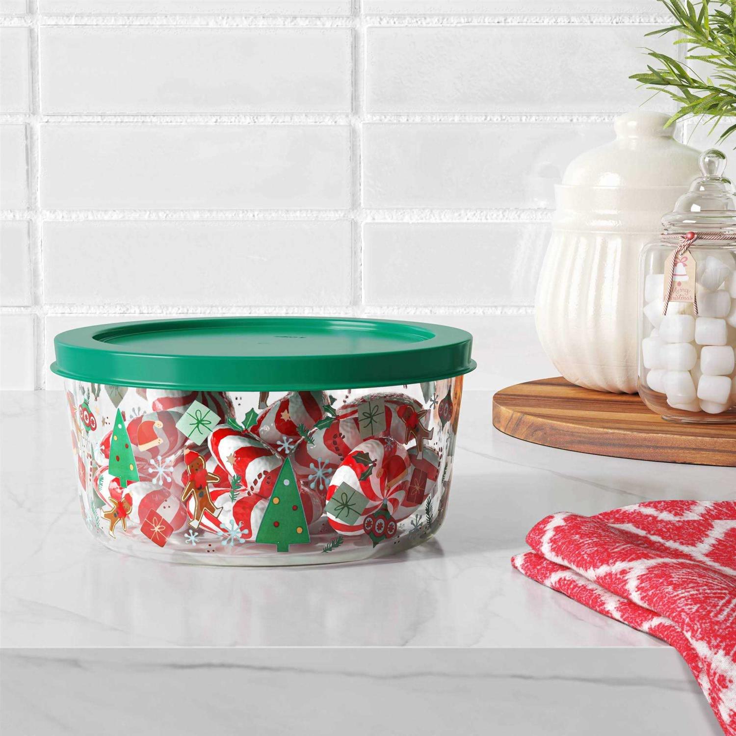 Wondershop Christmas Glass Food Storage Container Green
