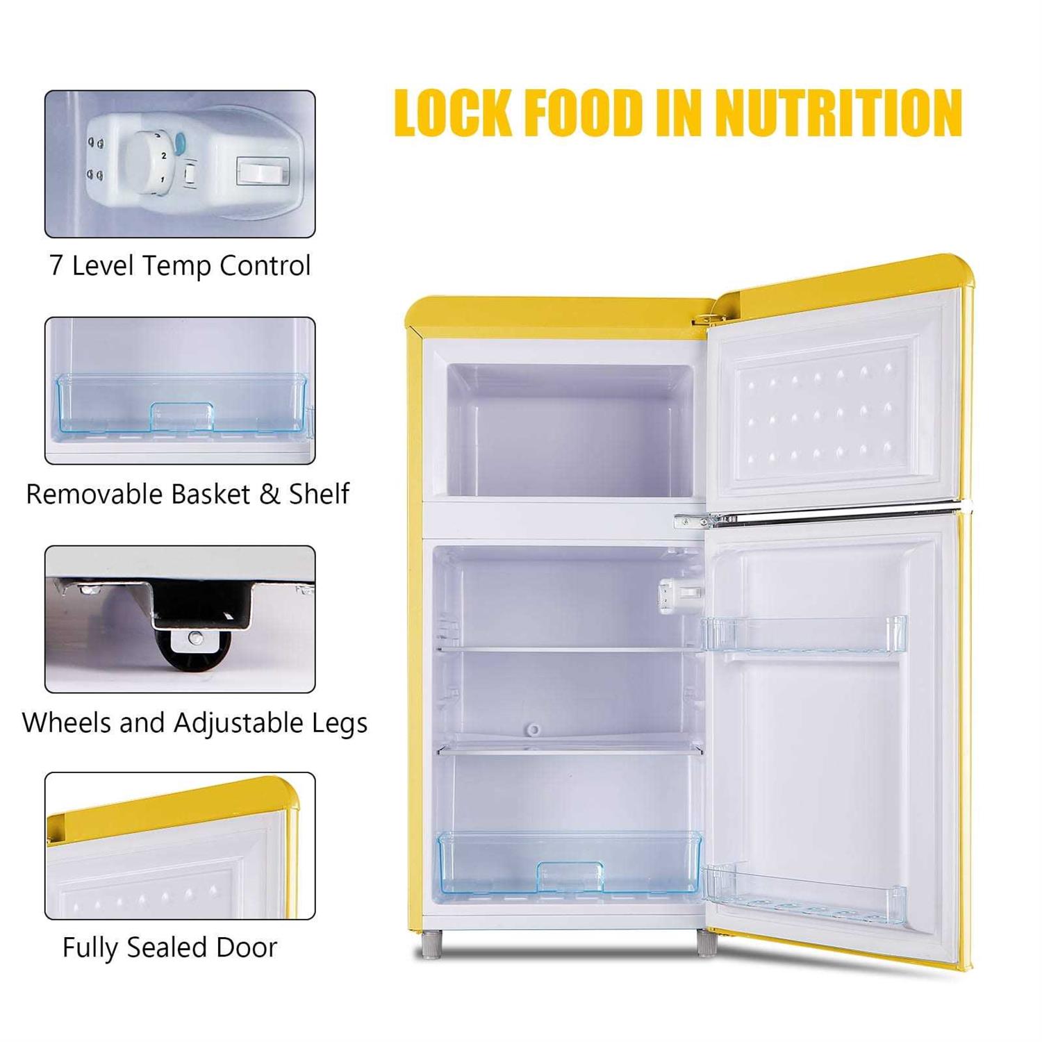 Wanai Compact Refrigerator 3.2 Cu.Ft Retro Fridge with Freezer 2 Door Mini Refrigerator