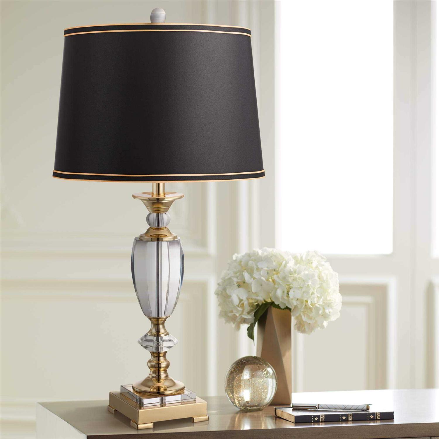 Springcrest Black Lamp Shade with Black and Gold Trim 14x16x11