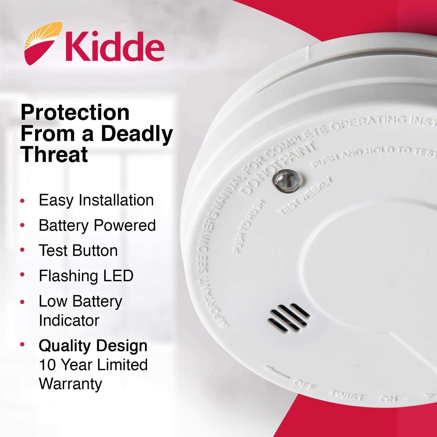Kidde i12040 Hardwired Smoke Alarm with Battery Backup and Smart Hush