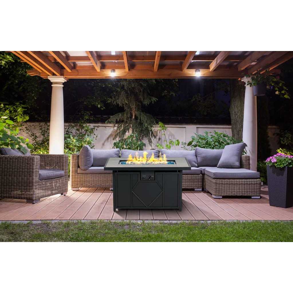 Heatmaxx 42 in. 60,000BTU Fire Pit Propane Gas Fire Pit Table Rectangular Tabletop