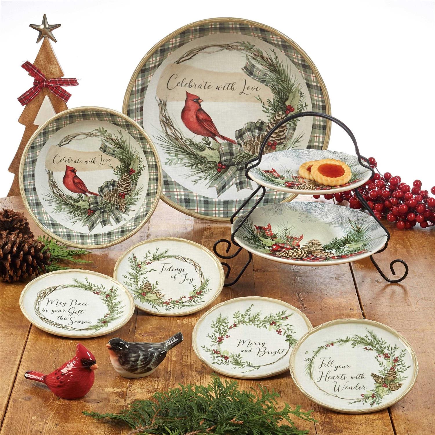 Certified International Holly and Ivy Set/4 Canape Plate