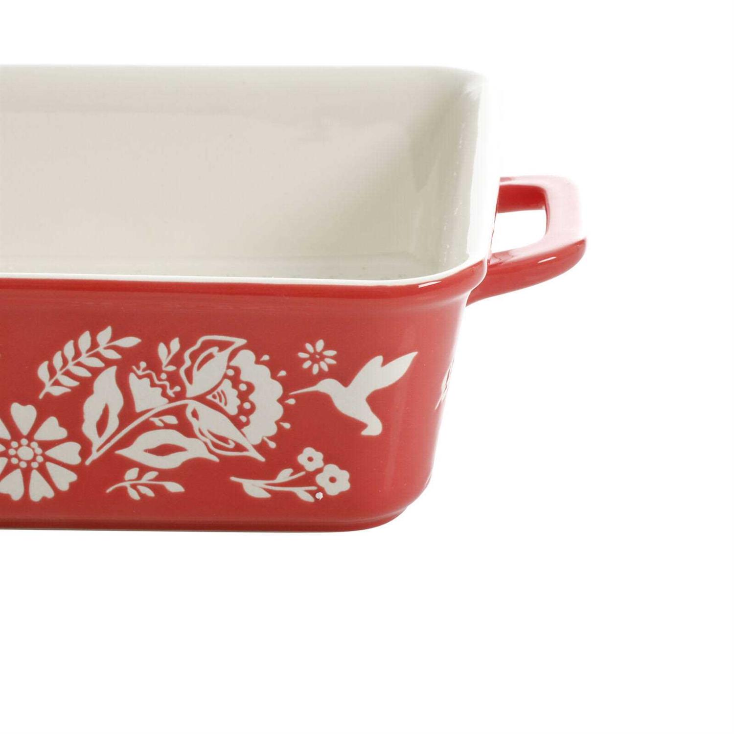 The Pioneer Woman Sweet Romance Blossoms Red Teal 2-Piece Rectangular Ceramic Baking Dish