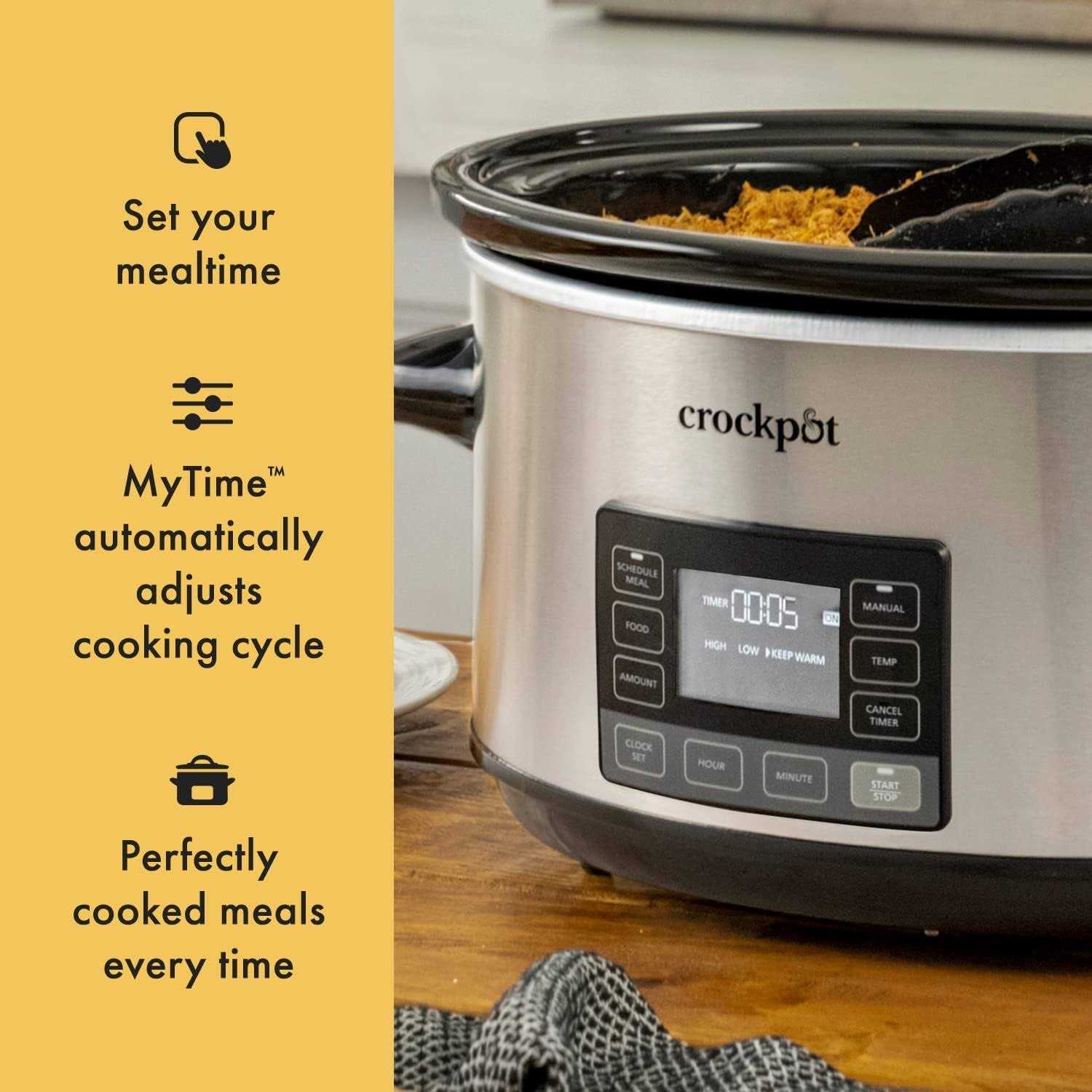 Crock-Pot 7 Quart Portable Programmable Slow Cooker with Timer and Locking Lid