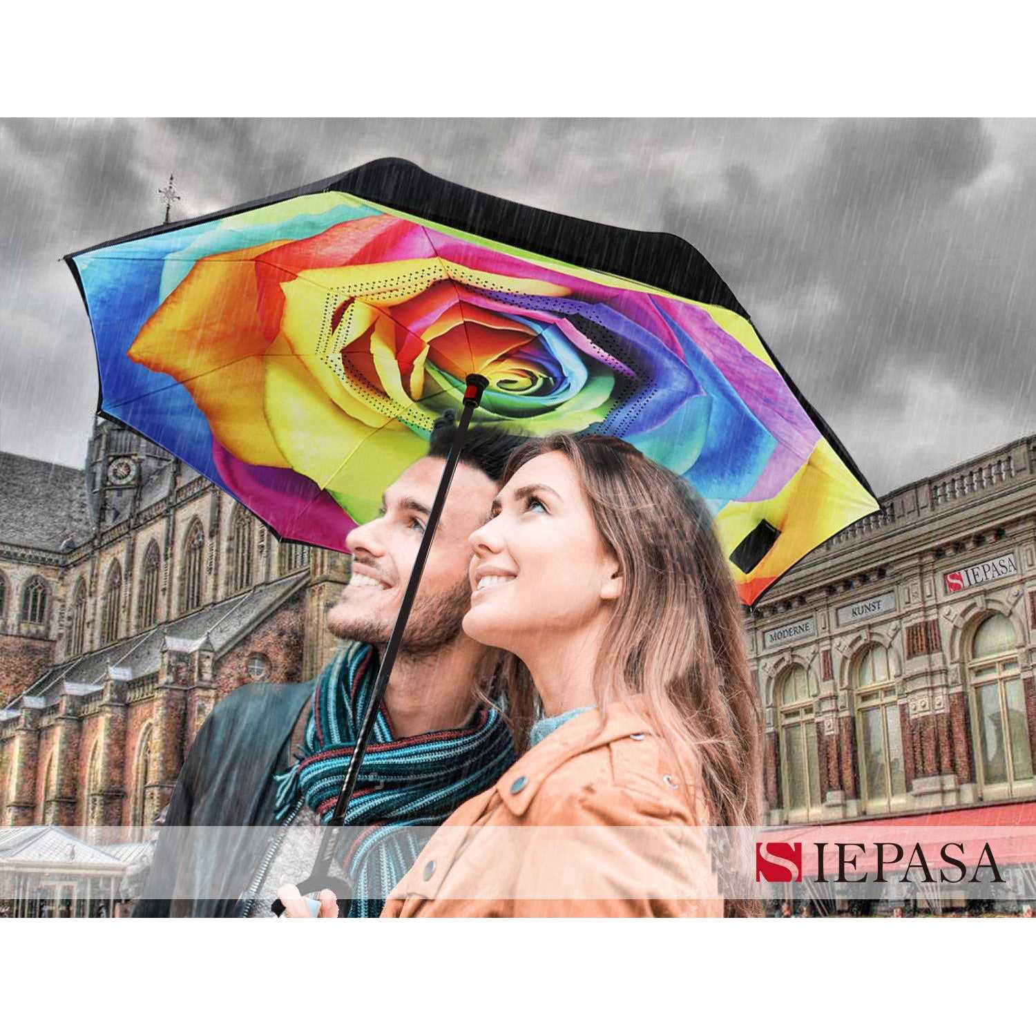 Siepasa Spar. Saa Double Layer Inverted Umbrella with C-Shaped Handle