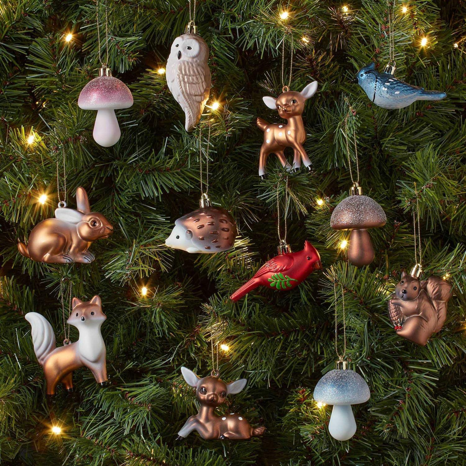 Wondershop Woodland Animals Christmas Tree Ornament Set 12pc