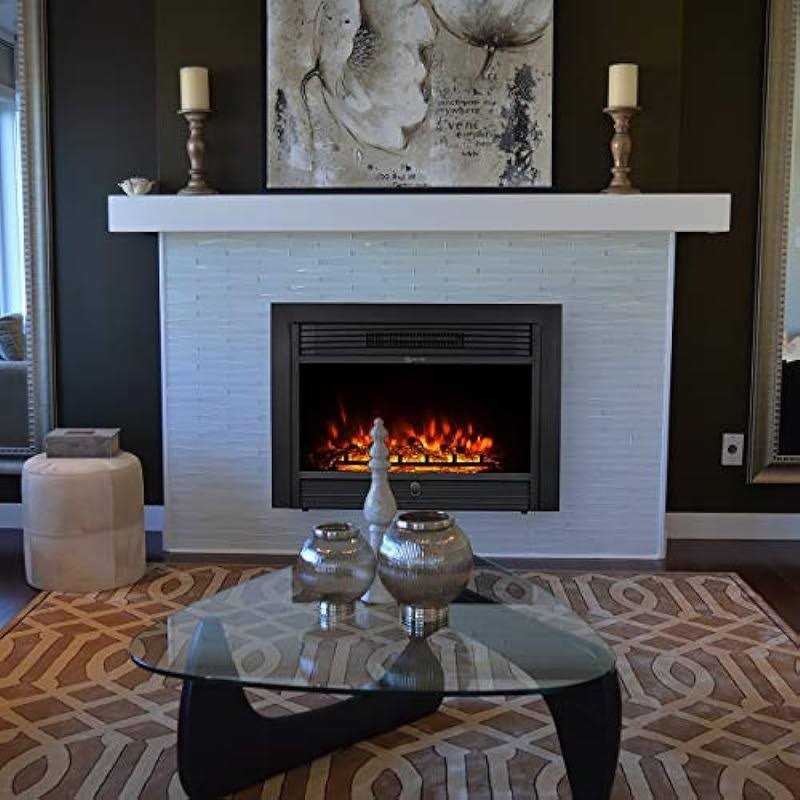 Yodolla 28.5 Electric Fireplace Insert with 3 Color Flames, Fireplace Heater with Remote Control and Timer