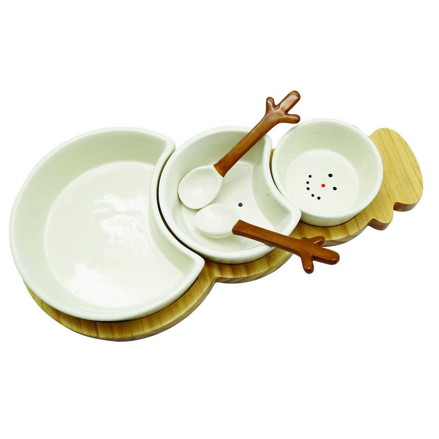 Godinger Godinger Snowman 3 Bowls with Server