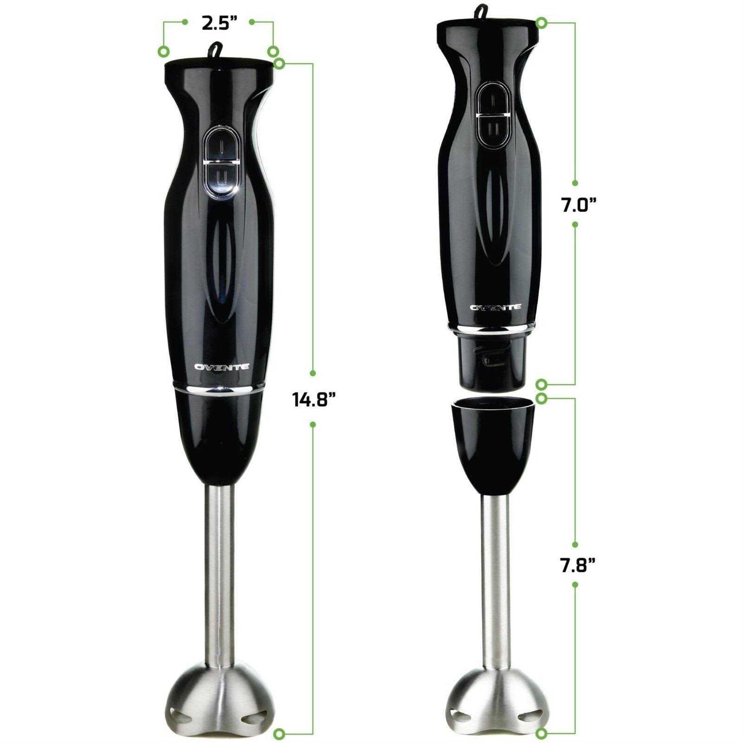 Ovente Electric Immersion Hand Blender 300 Watt 2 Mixing Speed with Stainless Steel Blades
