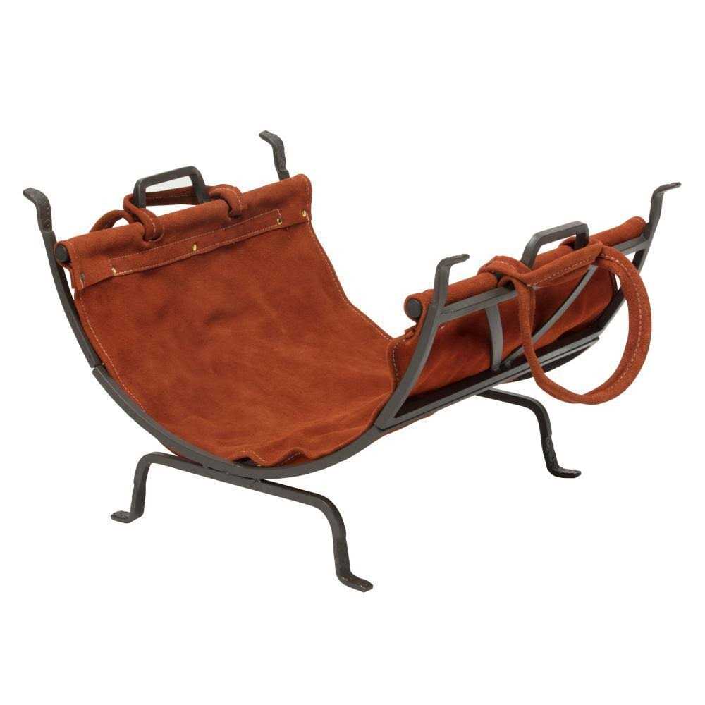 UniFlame Olde World Iron Log Holder with Suede Leather Carrier W-1189