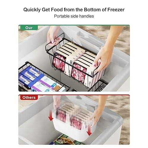 iSPECLE Freezer Organizer Bins Stackable Chest Freezer Organizer for 5 to 7 Cu.FT Deep Freezer Sort Frozen Meats