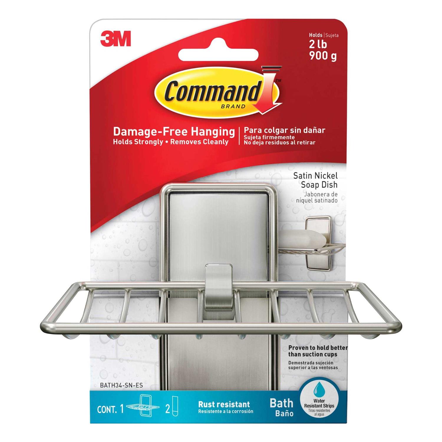 Command 5000489 Soap Dish – Satin Nickel 1 dish, 2 med strips/pk