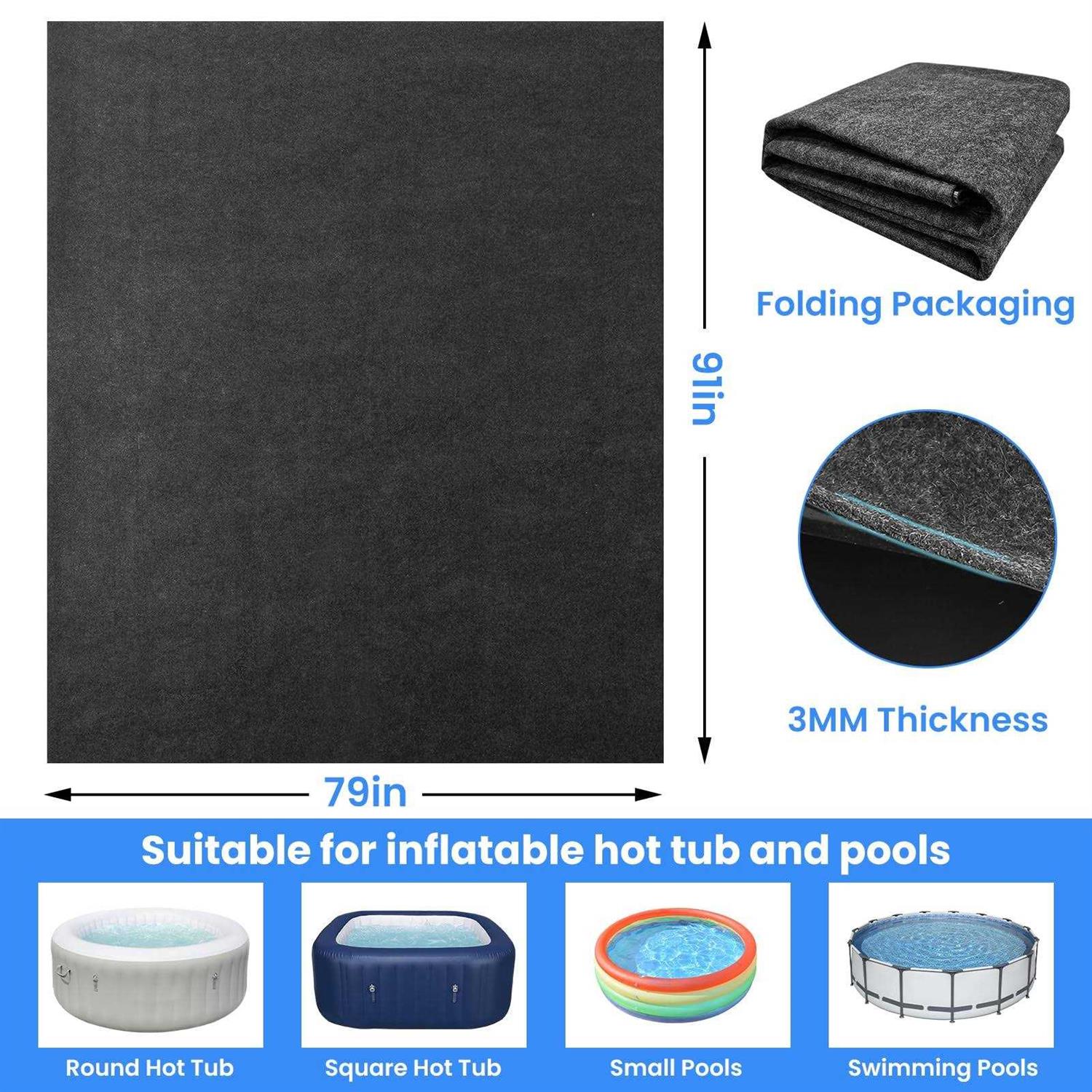 ZOMOFEW Hot Tubs Mat, Above-Ground Pool Protector Mat,Water-Absorbent Hot Tub Flooring Protector,Anti-Slip and Waterproof Backing,Reusable