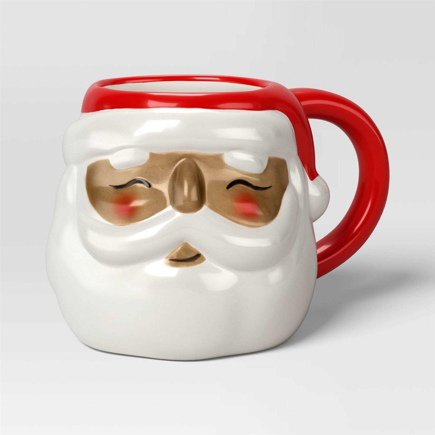 Wondershop 20oz Christmas Earthenware Figural Santa Mug