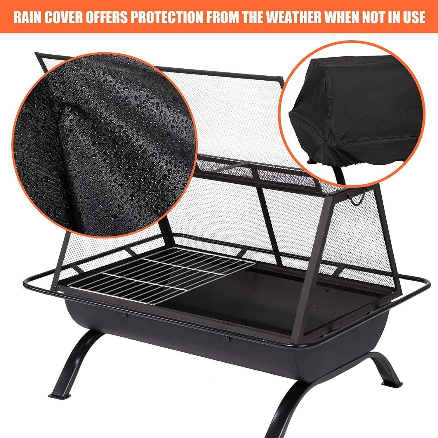 SUNCREAT 30,31,34,36,42 inches Outdoor Fire Pit with Spark Screen and Log Poker