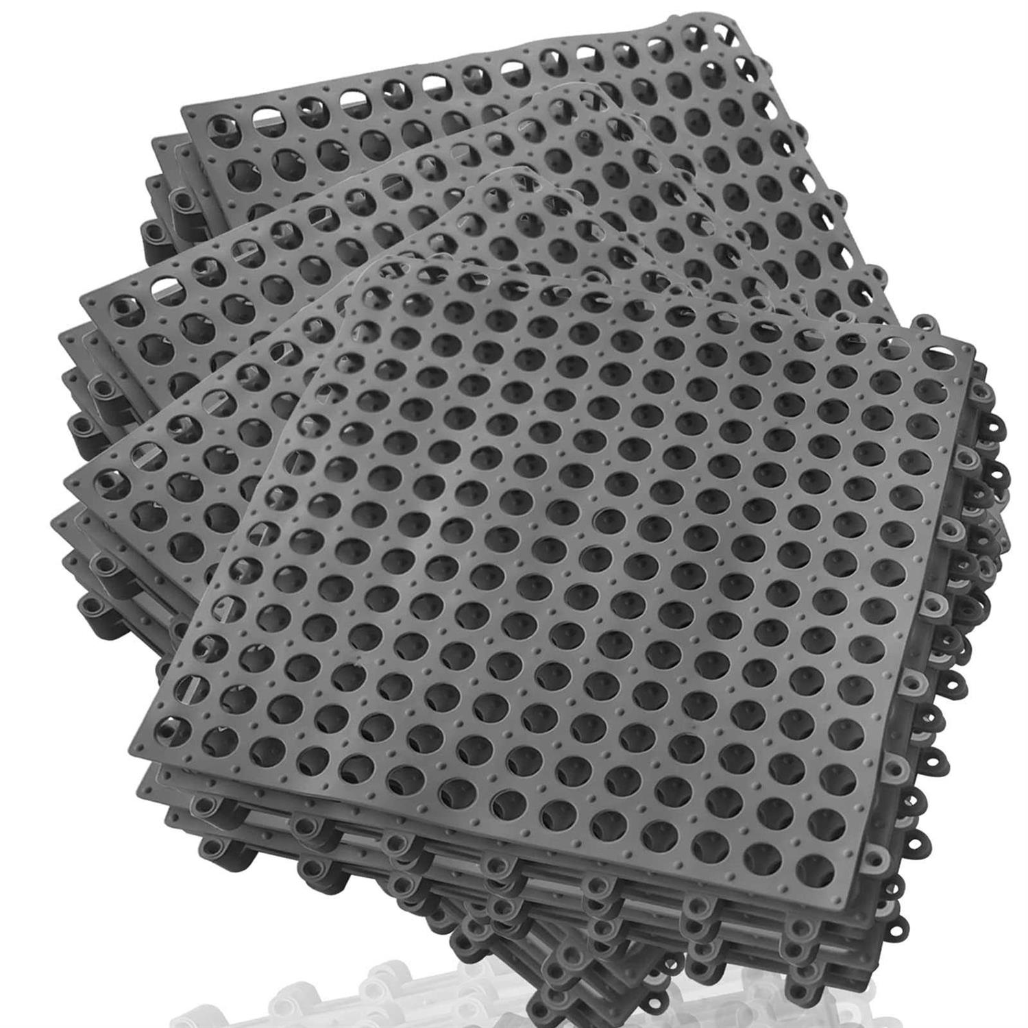 16Pack Drainage Interlocking Tiles 12”x12” Non-Slip Pool Bathtub Drain Tiles for Flooring