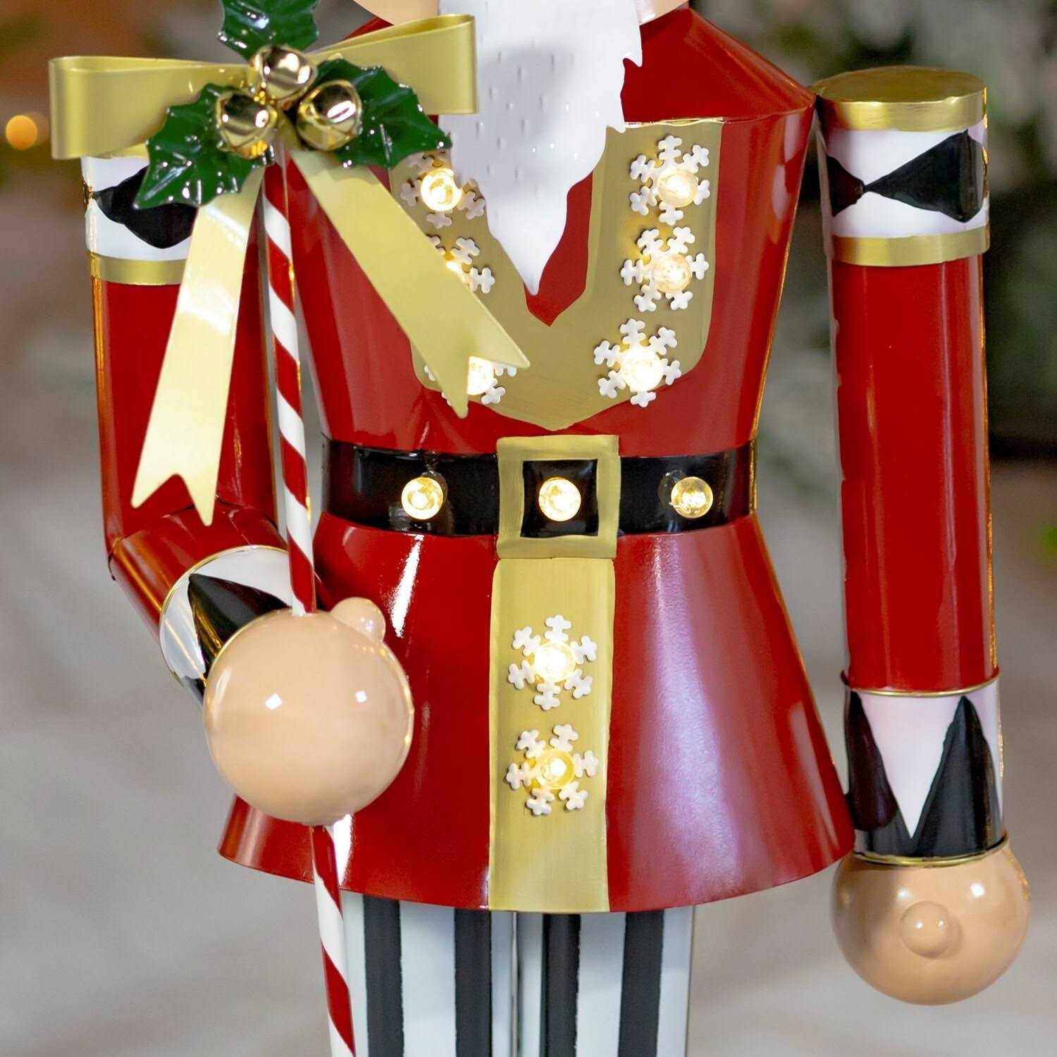 Large Iron Christmas Nutcracker Harry with Candy Cane & LED Lights