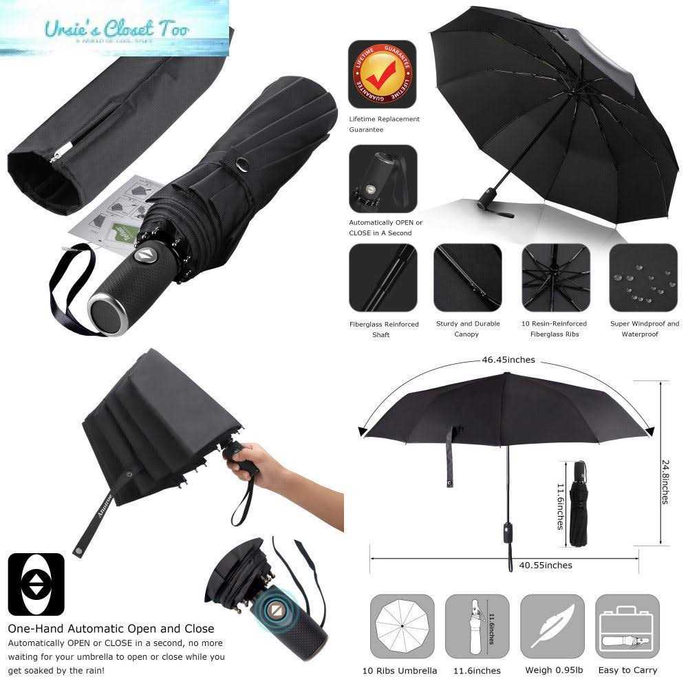 Anntrue Windproof Travel Umbrella Auto Open Close Lightweight Compact Portable Backpack Folding Umbrella Perfect for Car Purse Men and Women