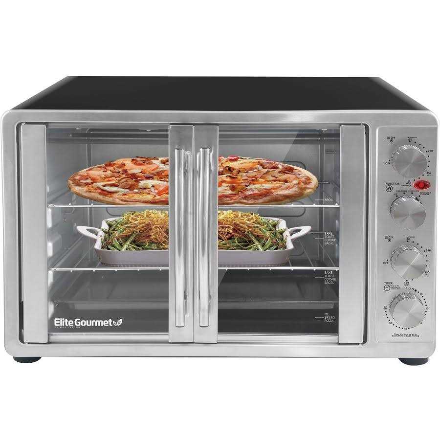 Elite Gourmet ETO-4510M French Door 47.5Qt 18-Slice Convection Oven 4-Control Knobs