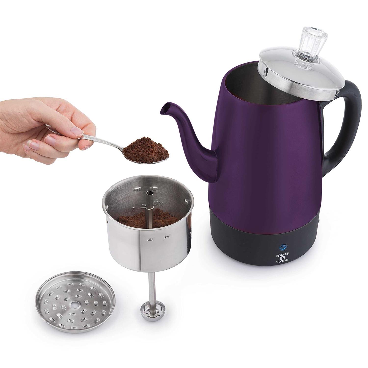 Moss & Stone Electric Coffee Percolator Body with Stainless Steel Lids Coffee