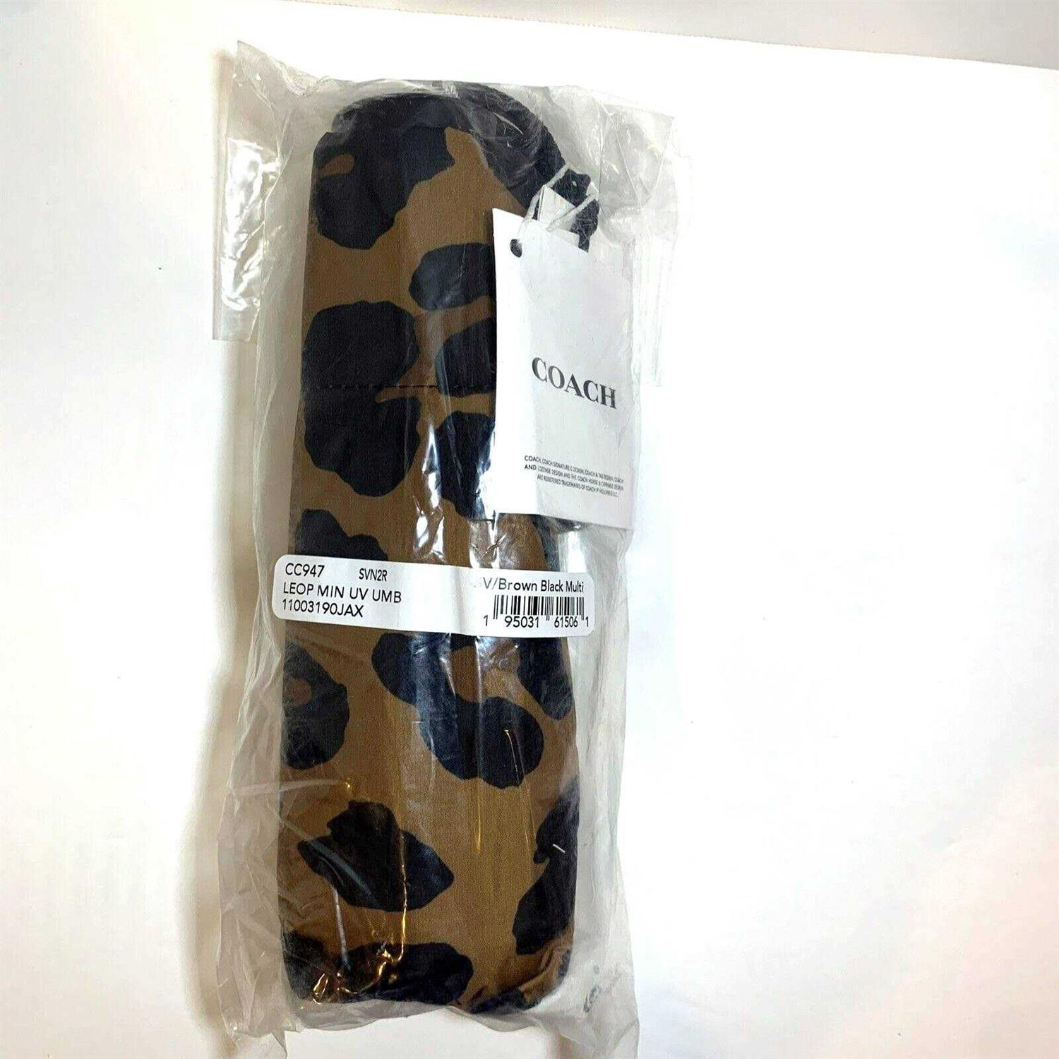Coach Outlet Uv Protection Mini Umbrella In Leopard Print