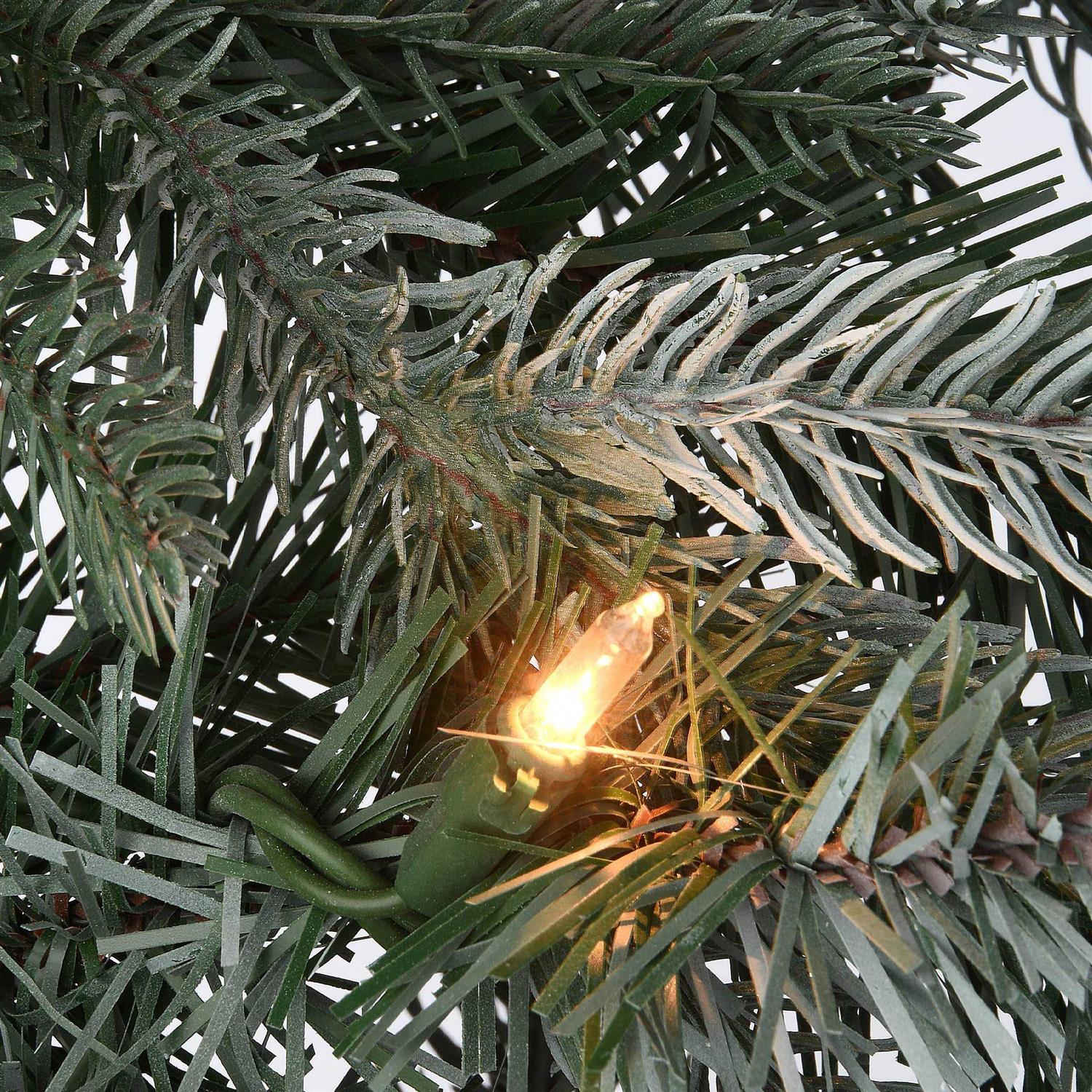 National Tree Frosted Arctic Spruce Garland with Clear Lights 9